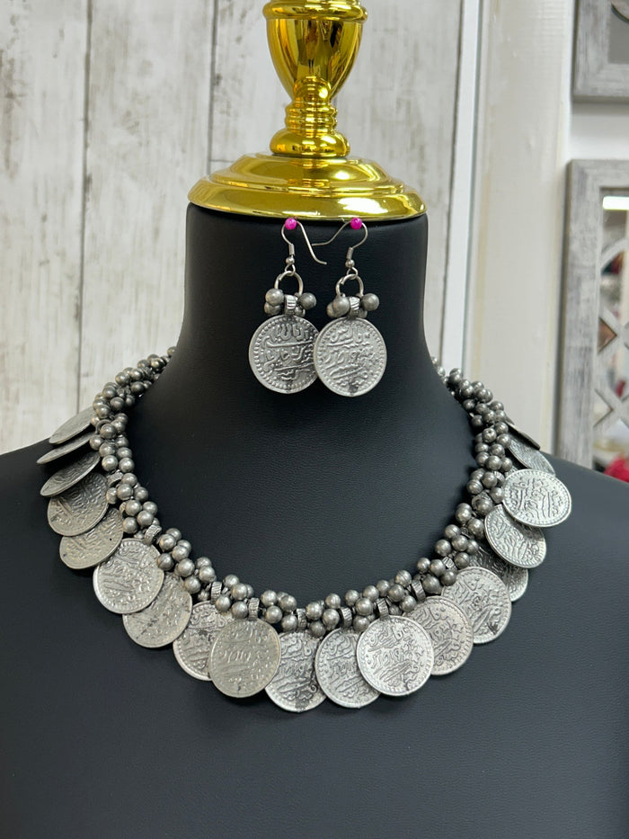 Oxidized silver necklace set by Kurti Connection USA
