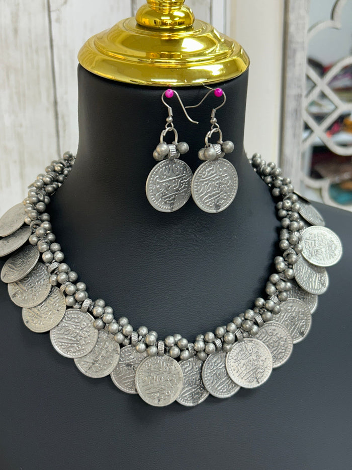 Oxidized silver necklace set by Kurti Connection USA