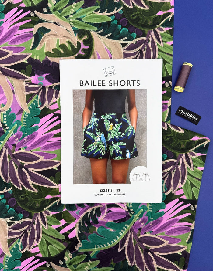 Painted Palm Viscose Bailee Shorts Dressmaking Kit, Tessuti