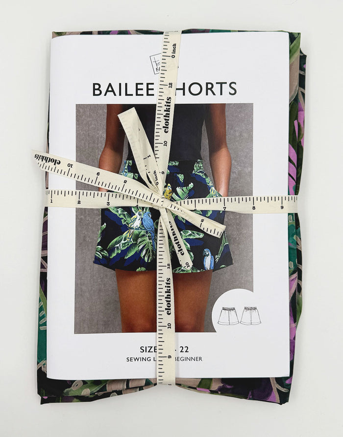 Painted Palm Viscose Bailee Shorts Dressmaking Kit, Tessuti