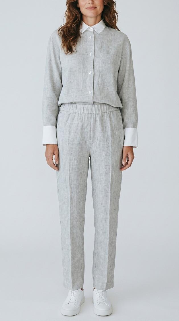 pantalone donna a righe bianco e verde