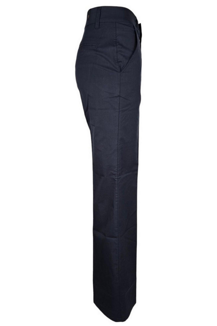 pantalone donna a zampa in tela vela blu