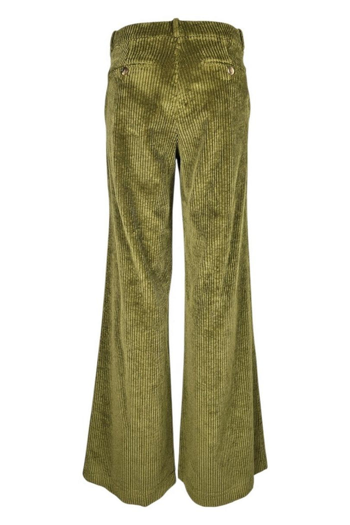 pantalone donna andrea in velluto a coste oliva