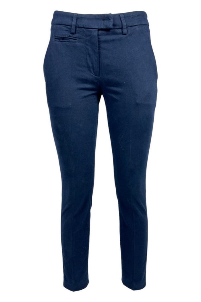 Pantalone donna blu in gabardina