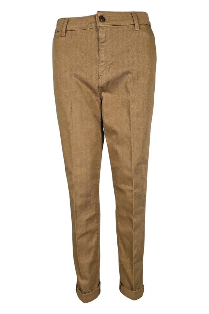 pantalone donna chino in drill di cotone nocciola