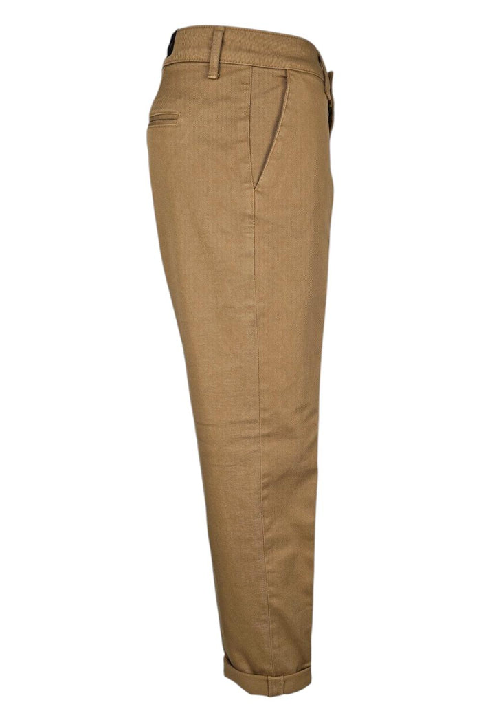 pantalone donna chino in drill di cotone nocciola