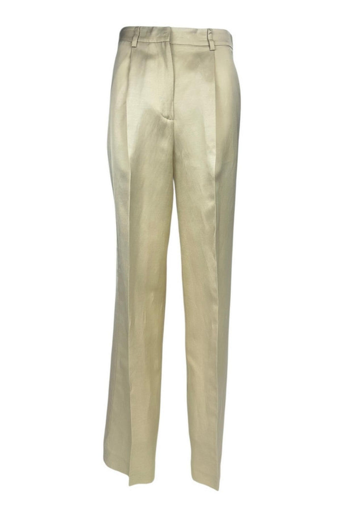 pantalone donna con pinces avorio