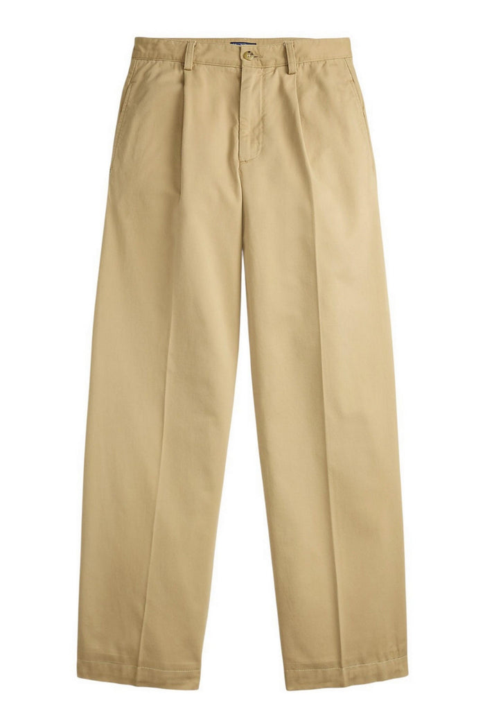 pantalone donna con pinces beige