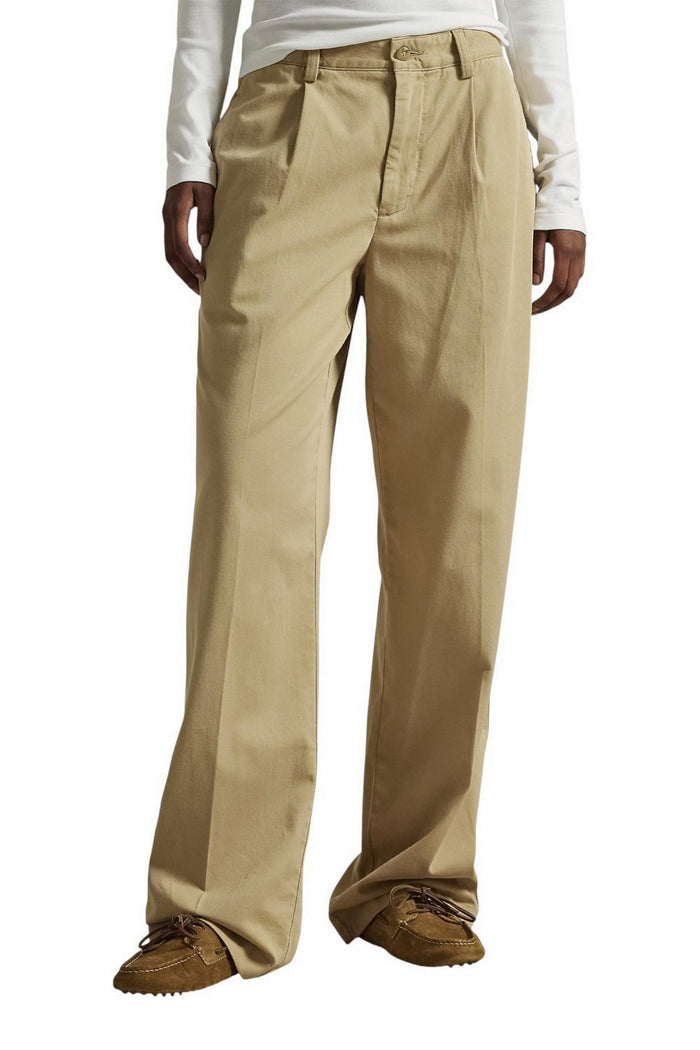 pantalone donna con pinces beige