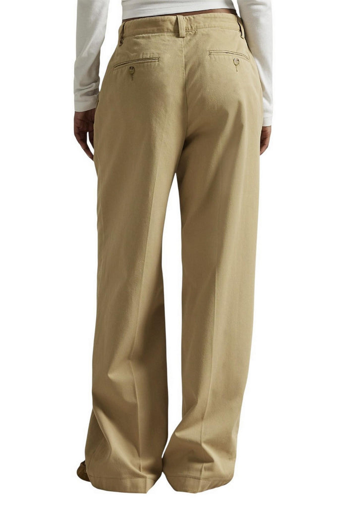 pantalone donna con pinces beige