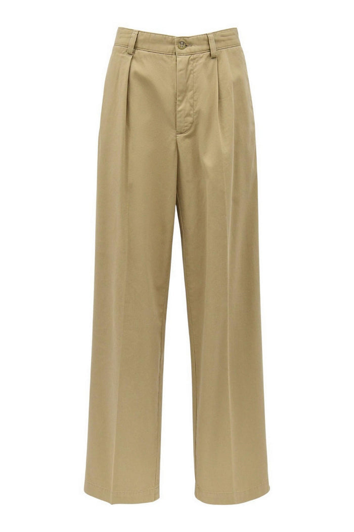 pantalone donna con pinces beige