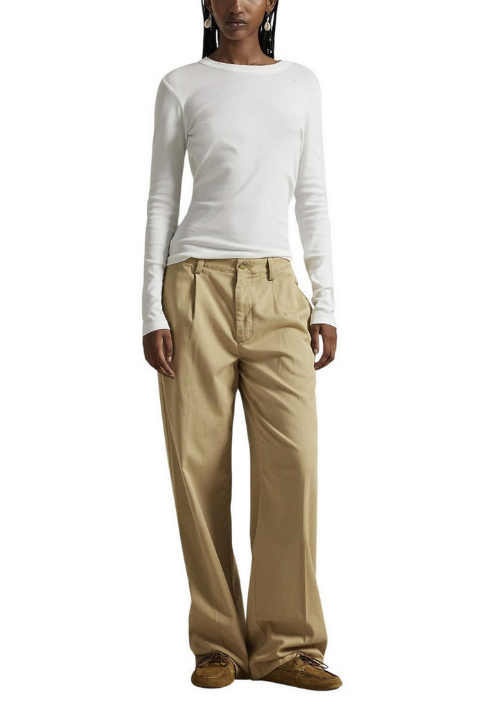 pantalone donna con pinces beige