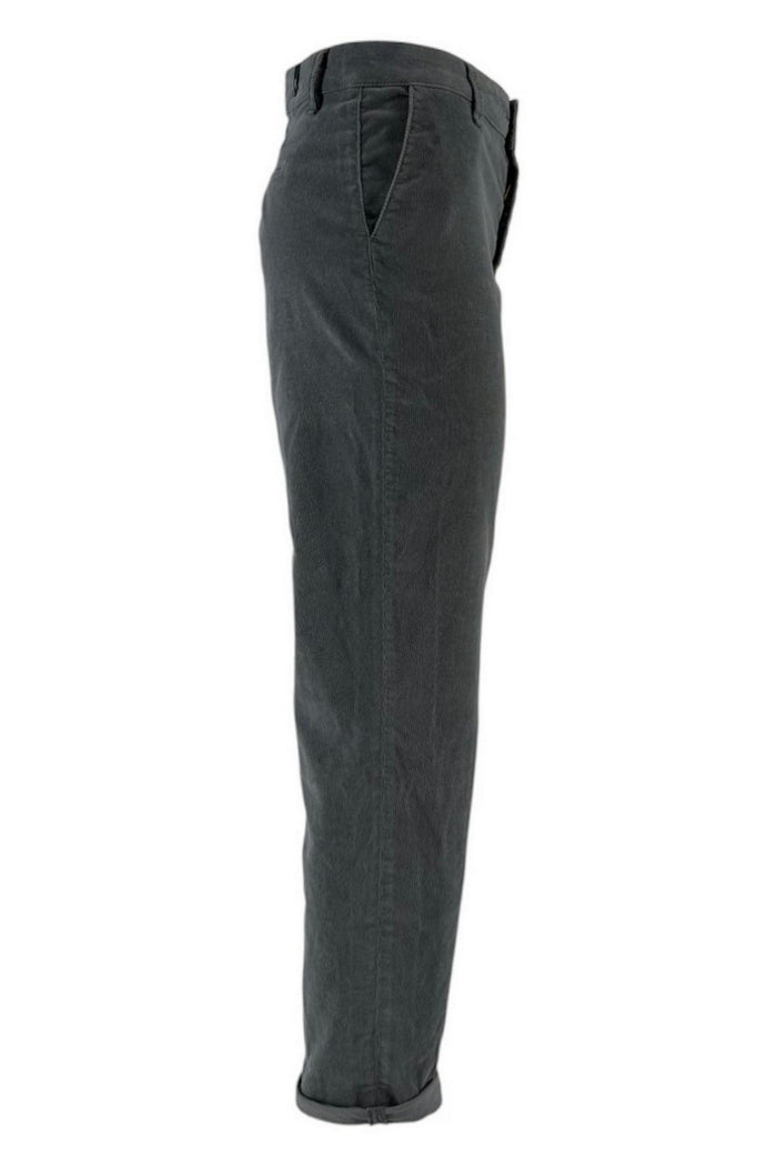Pantalone donna con tasca all'americana in velluto grigio