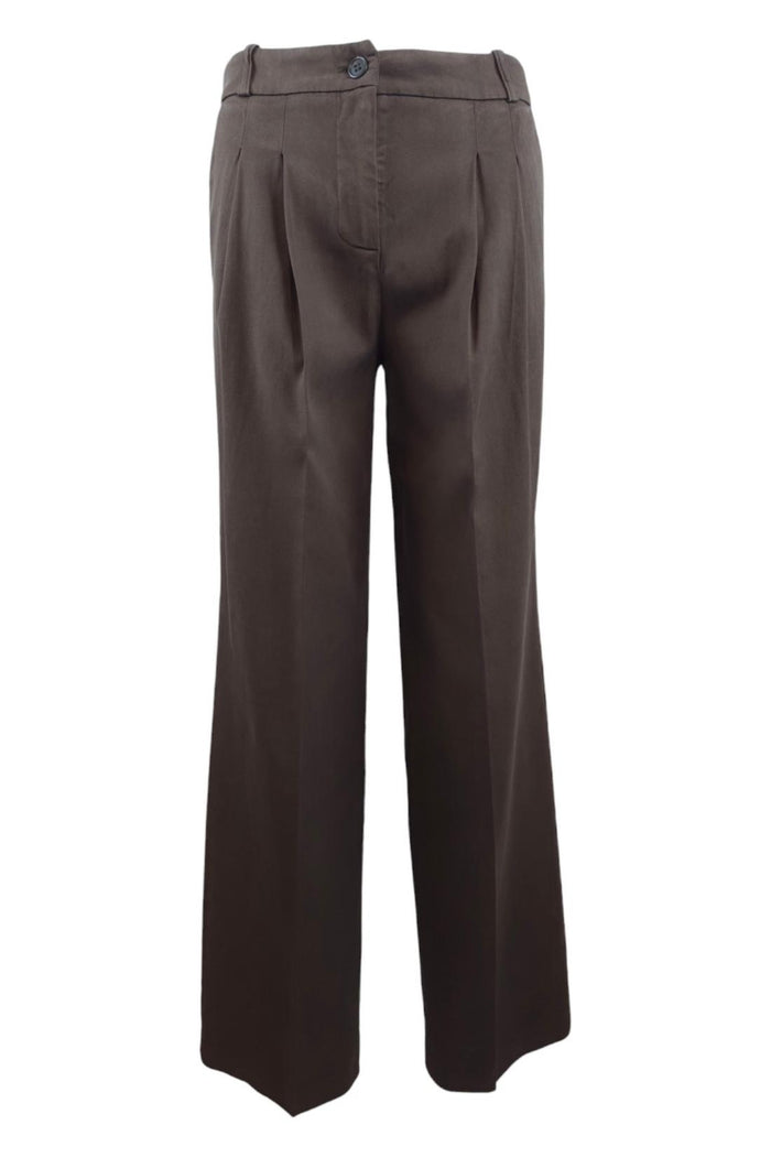 pantalone donna in drill di cotone marrone