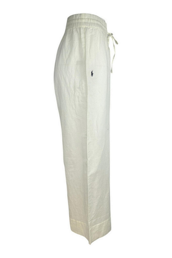 pantalone donna in lino bianco