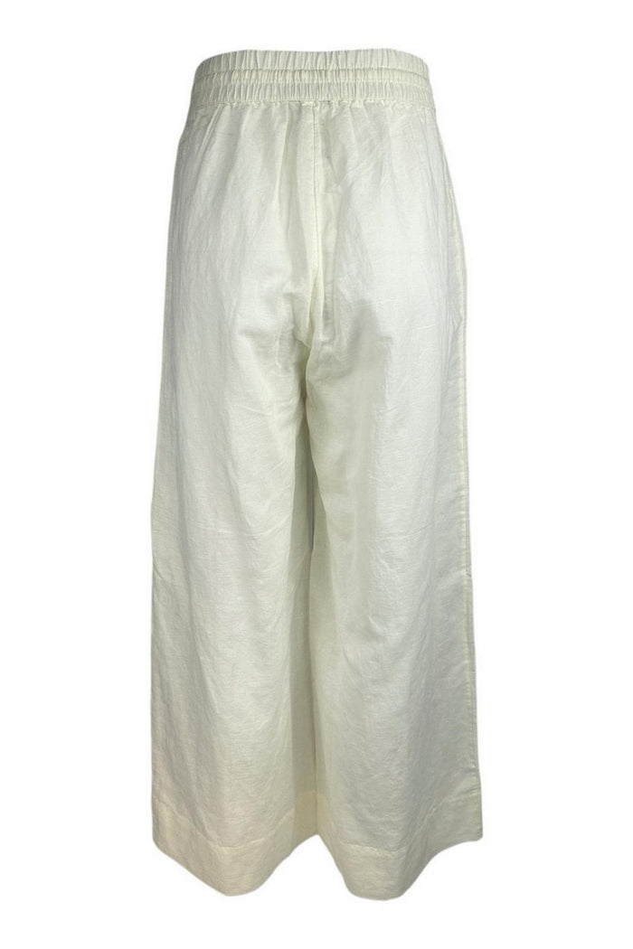 pantalone donna in lino bianco