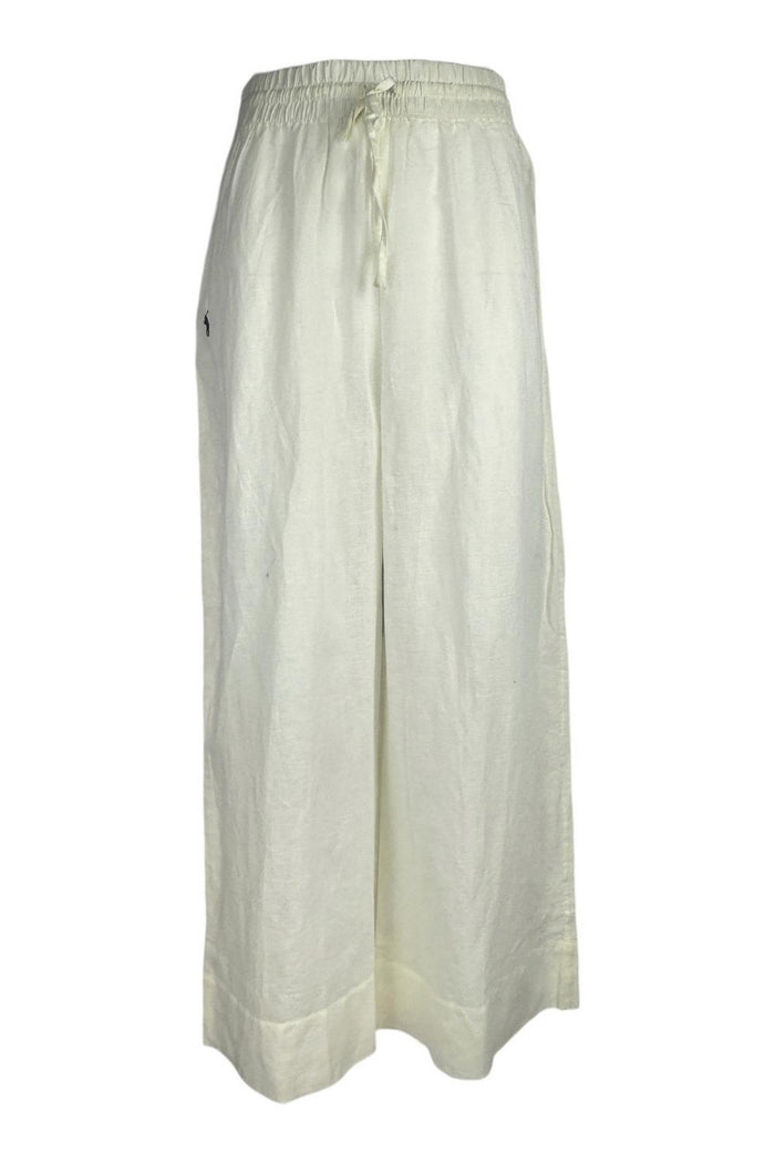 pantalone donna in lino bianco