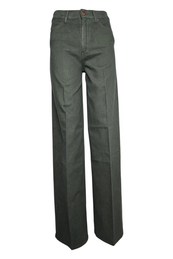 pantalone donna largo in gabardina di cotone militare
