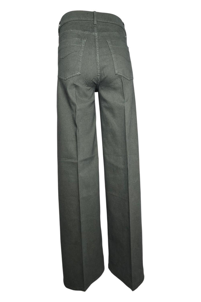 pantalone donna largo in gabardina di cotone militare