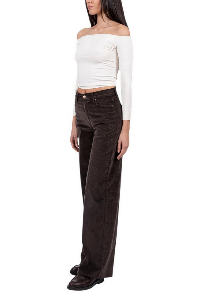 pantalone donna largo in velluto duemilarighe marrone