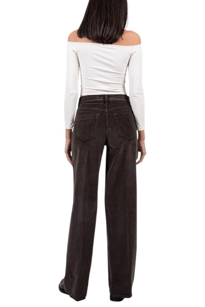 pantalone donna largo in velluto duemilarighe marrone
