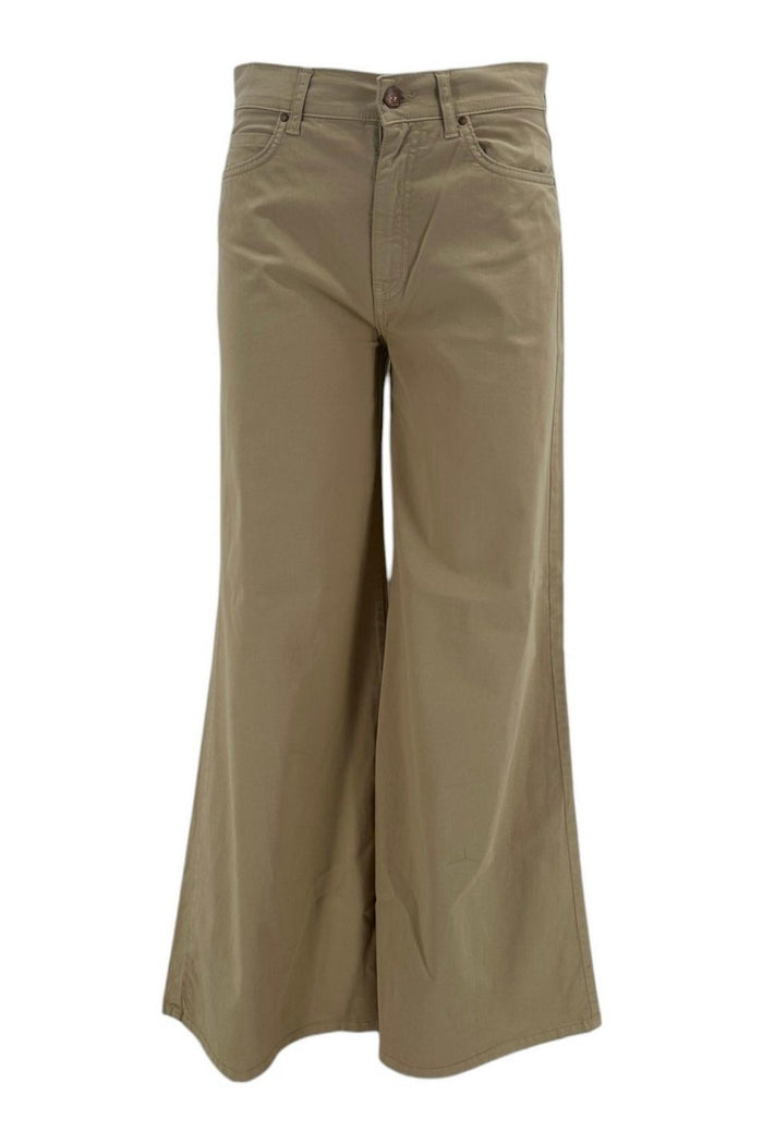 pantalone donna modello palazzo in gabardina di cotone beige