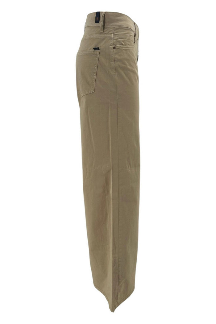 pantalone donna modello palazzo in gabardina di cotone beige