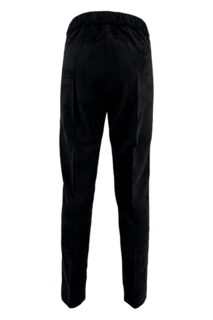 Pantalone donna nero modello sigaretta in velluto costa roccia