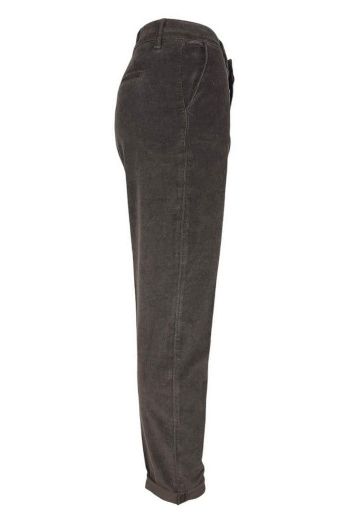 pantalone donna tasca america in velluto marrone