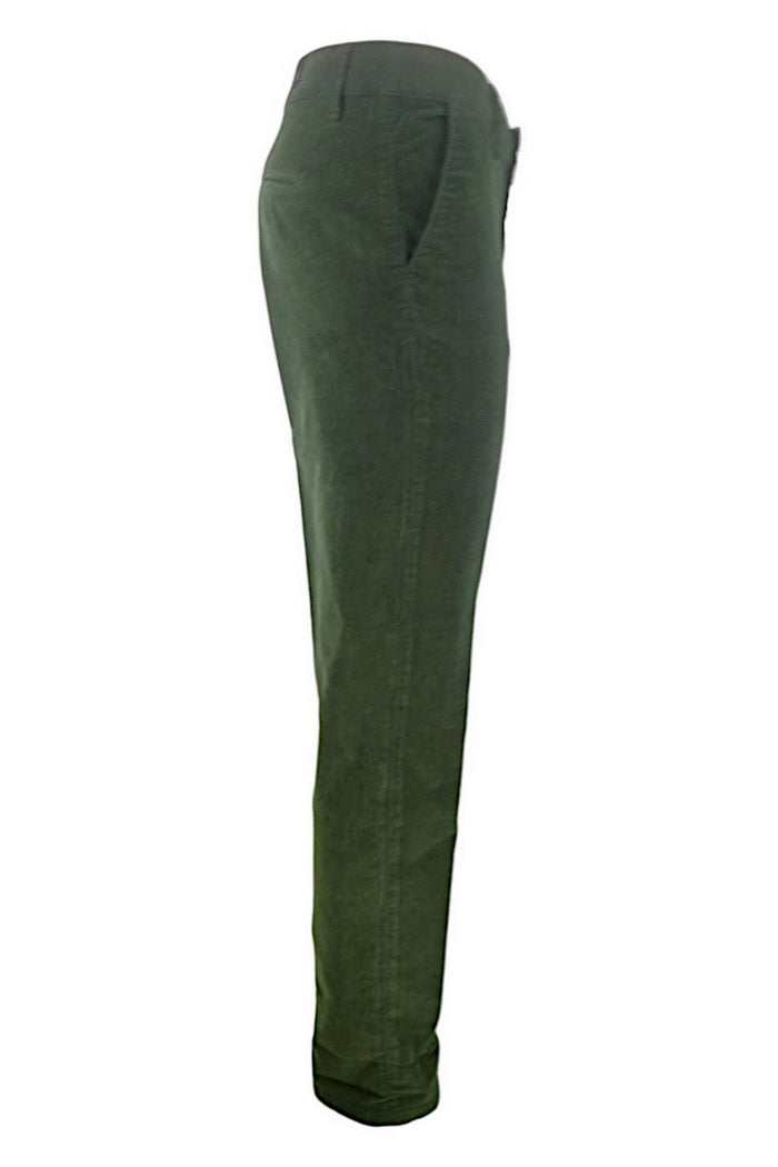 Pantalone donna verde tasca all'americana