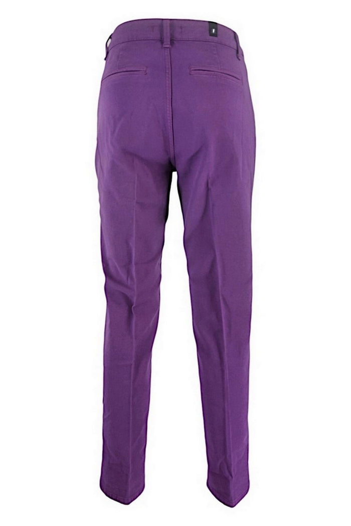 Pantalone donna viola tasca all'americana