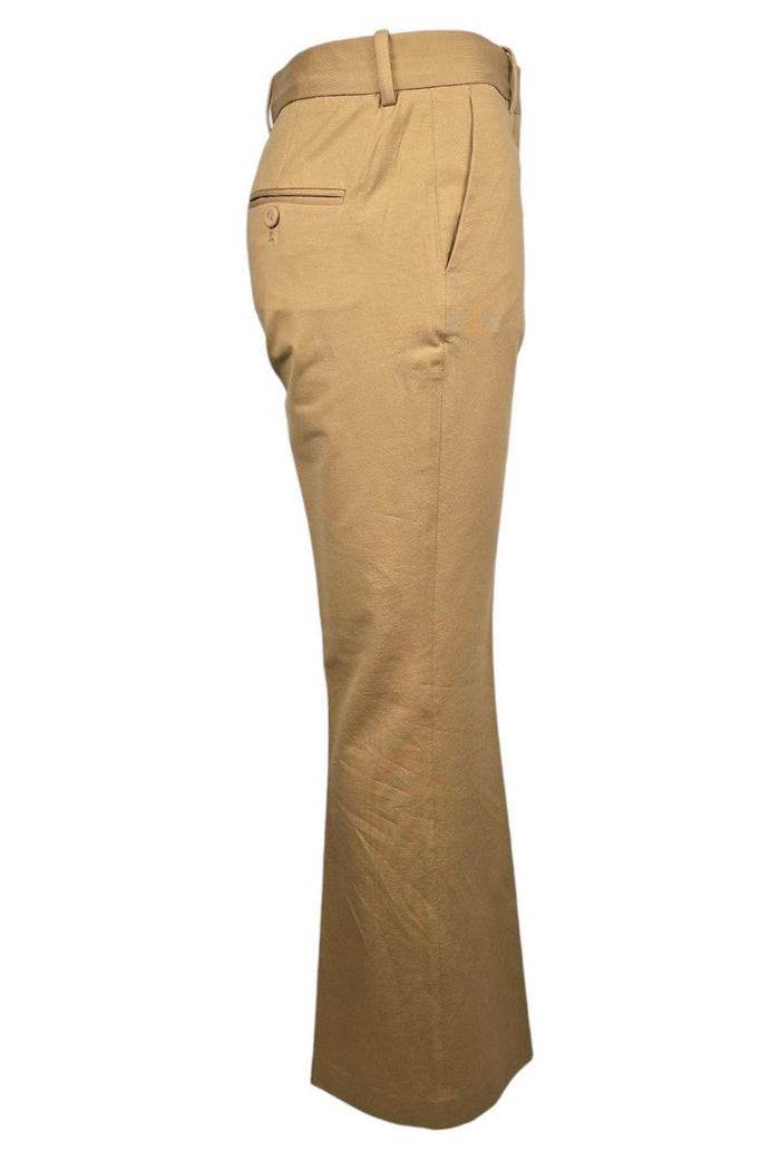pantaloni donna a zampa in filo di scozia cammello