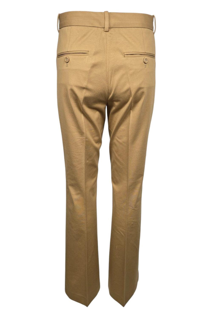pantaloni donna a zampa in filo di scozia cammello