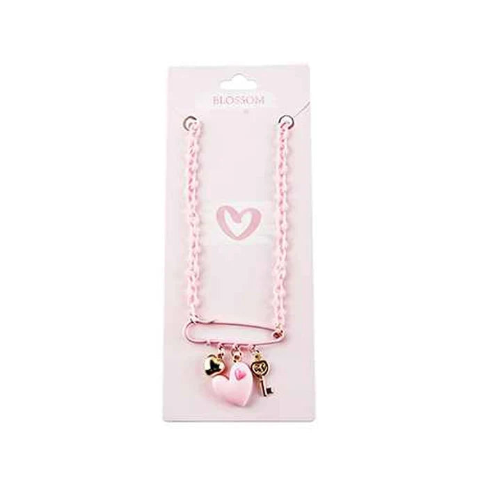 Pastel Heart & Key Charm Safety Pin Choker Necklace Set | 6-Piece Colorful Acrylic Link Chain Jewelry Set for Women & Girls | Y2K Aesthetic Fashion Accessories (IKNE-023)