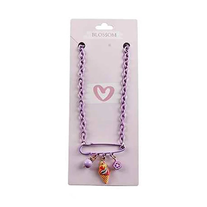 Pastel Ice Cream Safety Pin Charm Necklace Set – 6-Piece Colorful Acrylic Link Chain Choker Pack for Girls, Teens, and Women, Fun Kidcore Aesthetic Jewelry Party Favors (IKNE-025)