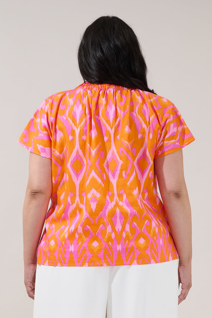 Patma Mock Neck Top Ikat Curve