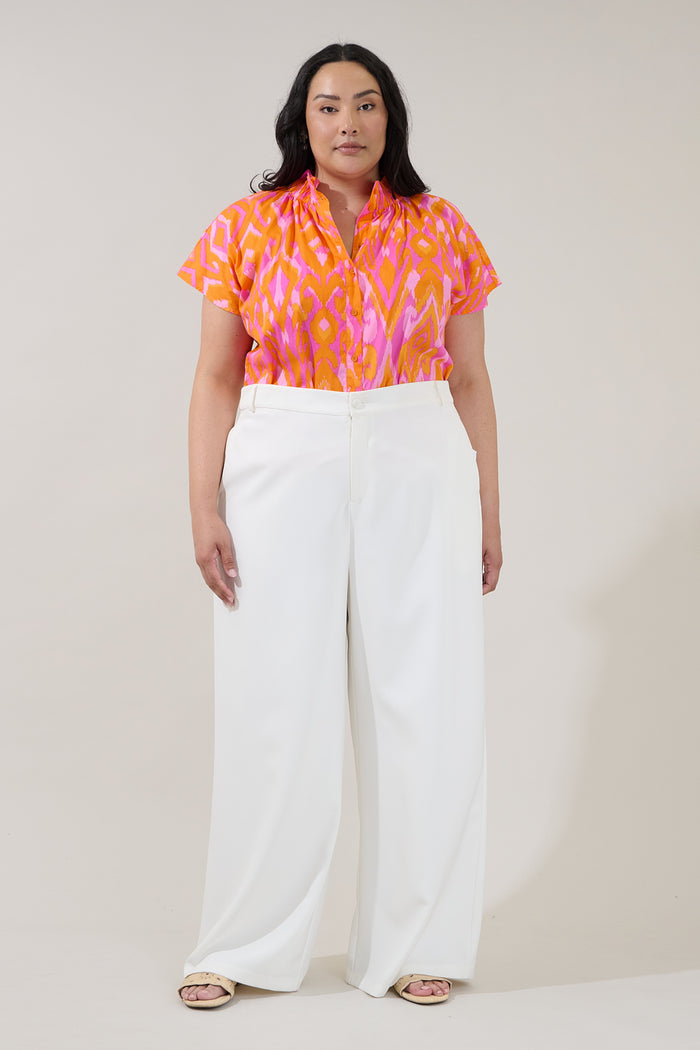 Patma Mock Neck Top Ikat Curve