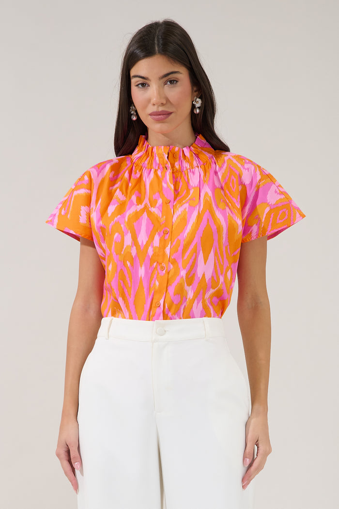 Patma Mock Neck Top Ikat