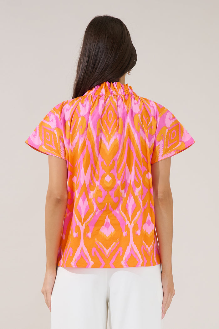 Patma Mock Neck Top Ikat