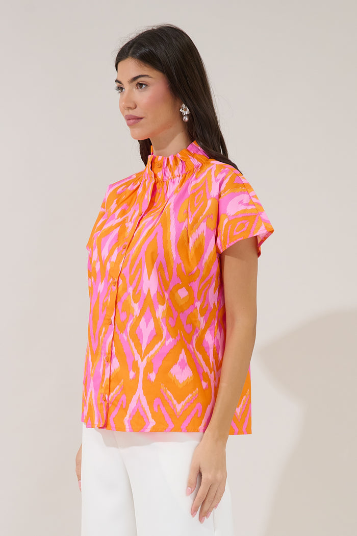 Patma Mock Neck Top Ikat