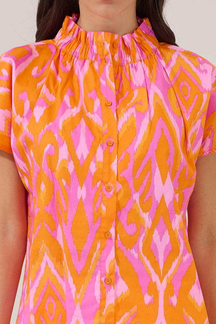 Patma Mock Neck Top Ikat
