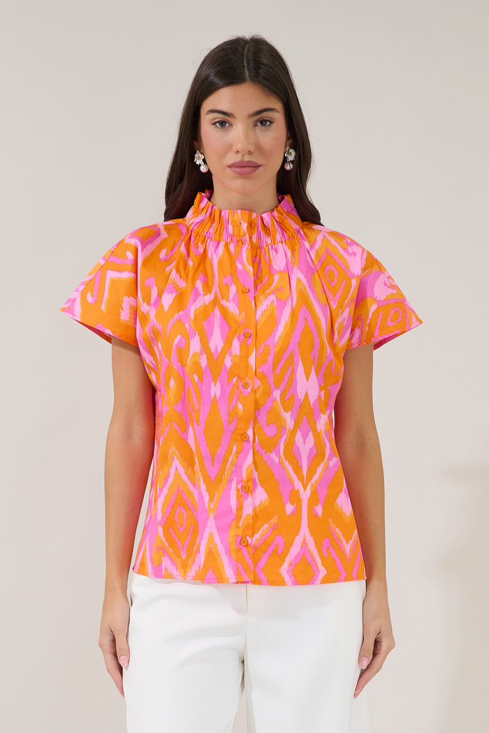 Patma Mock Neck Top Ikat