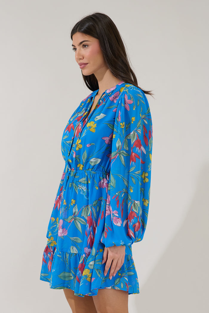 Paxton Balloon Sleeve Mini Dress Fiona Floral