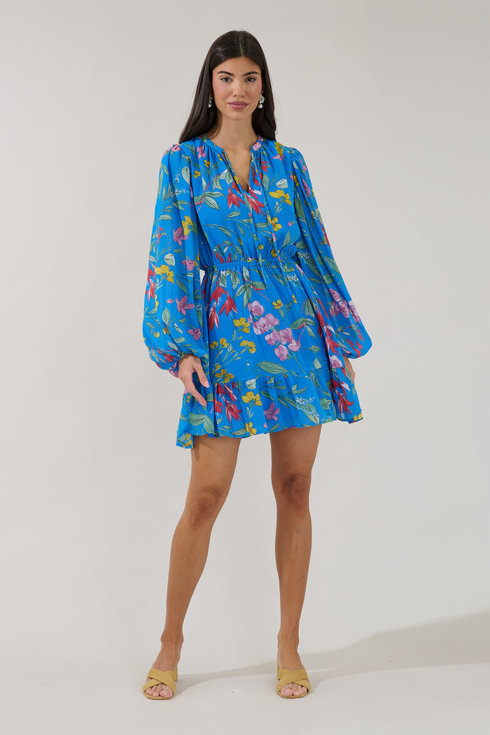 Paxton Balloon Sleeve Mini Dress Fiona Floral