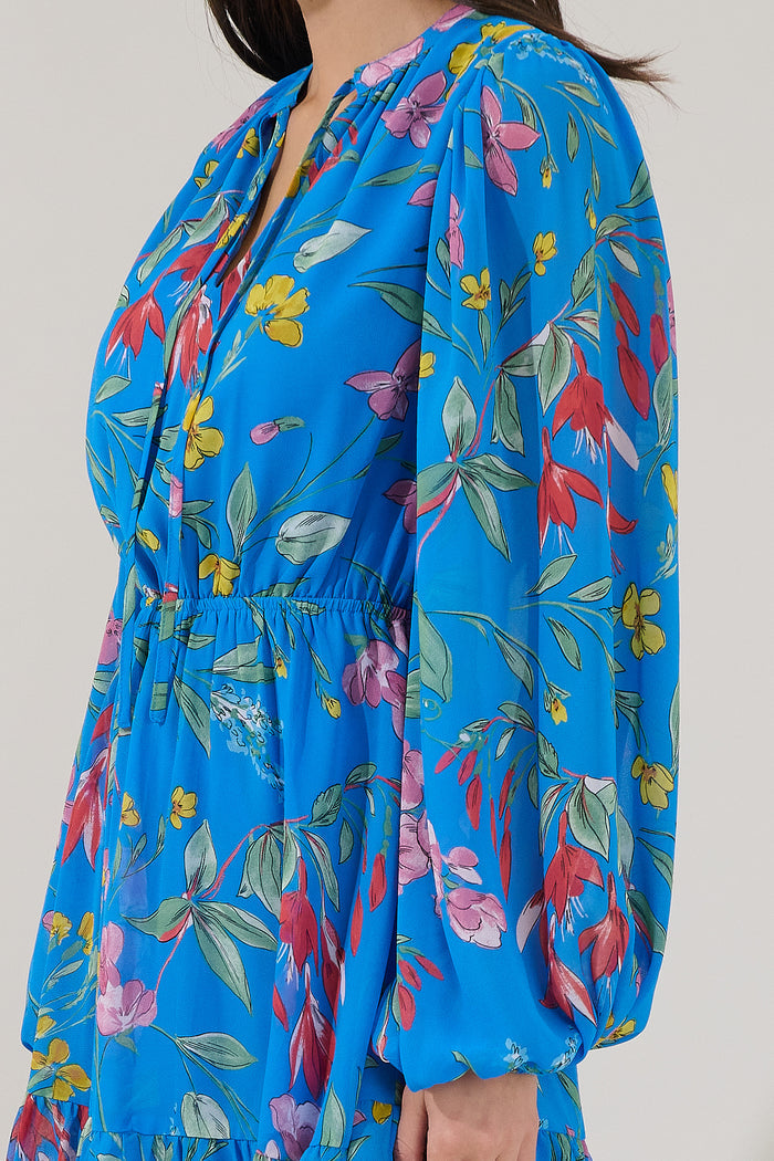 Paxton Balloon Sleeve Mini Dress Fiona Floral