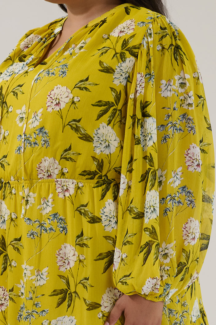 Paxton Balloon Sleeve Mini Dress Verisa Floral Curve