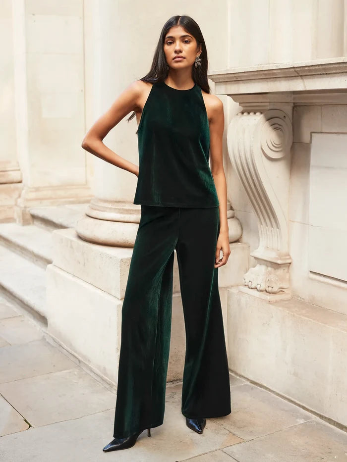 Petite Green Velvet Trousers