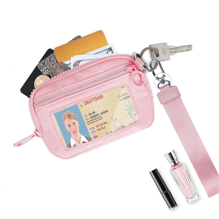Pink Mini Zippered Wristlet Wallet