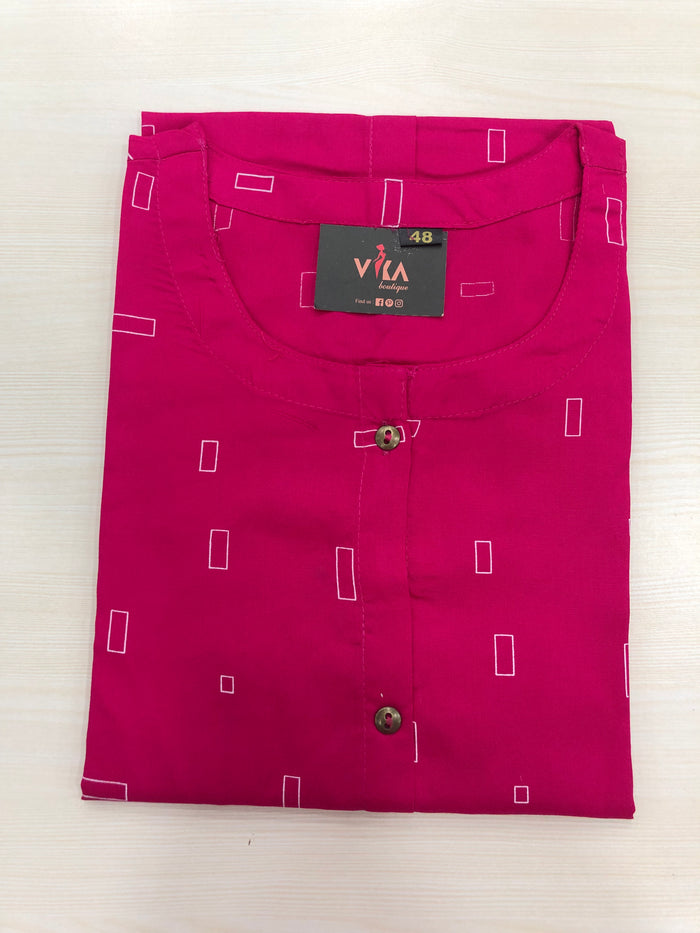 Pink printed rayon kurti