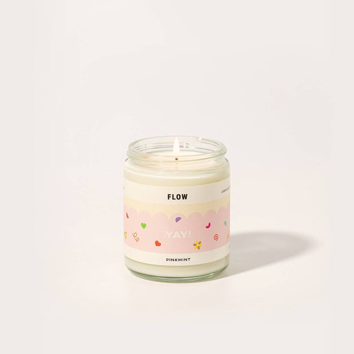 White lit Soy Candle, in a 250ml jar with pink label with hearts - ANNIE.G
